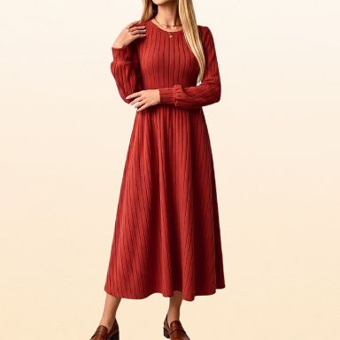 womens winter midi dress EadianDree Long Sleeve Ribbed Knit Round Neck A Line Flowy Casual Fall Sweater Dress,Red Size:8US/40FR/12UK used or altered in Designers: Christina Wu Celebrations Silver Bodycon Dress -