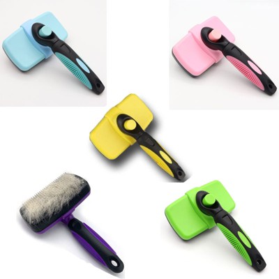 Mat and Tangled Cat Hair Combing Comb Dog Brush Massage NC Dog and Cat Hair Brush Self-Cleaning Sliding Brush Tool for Dogs Cat Pet Grooming Bbrush Tool to Gently Remove Loose Undercoat 
