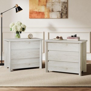 Lantine Wood Nightstand with 3 Drawers, Farmhouse Bedside Table with Storage for Bedroom and Small Spaces, Easy Assembly - 1 of 4