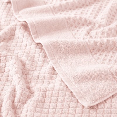 Blush Cotton Quick-Dry Diamond Textured Bath Towel Set