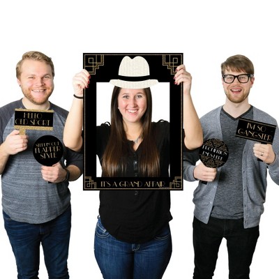 Big Dot of Happiness Roaring 20's - Twenties Art Deco Jazz Selfie Photo Booth Picture Frame and Props - Printed on Sturdy Material