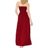 LA LEELA Women's House Daily Routine Evening Wear Solid Smocked Top Maxi Slit Dress Casual Strapless Tube Dresses for Women - 3 of 3
