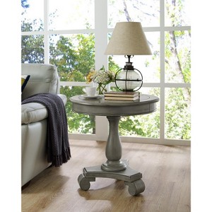 UPHA 26-inch Round Wooden Pedestal Side Table - 1 of 4