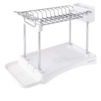Megachef 16 Inch Chrome Plated And Plastic Counter Top Drying Dish Rack In  Black : Target