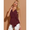 Allegra K Women's Summer Sleeveless V Neckline Wrap Tie Waist Tops - 3 of 4