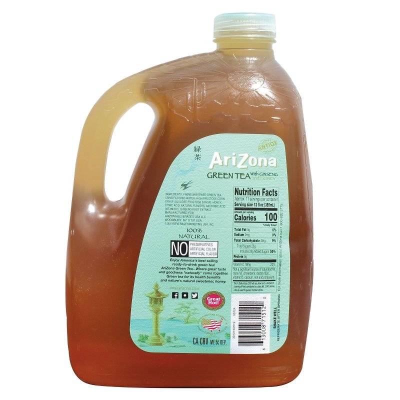 AriZona Green Tea with Ginseng and Honey - 128 fl oz Jug, 4 of 6