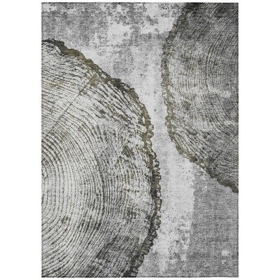 Gray Taupe And Silver Abstract Washable Indoor Outdoor Area Rug