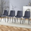 MAYEERTY Set of 4 Extended Cushion PU Dining Chairs - Black, Ergonomic Design, Metal Legs, Modern Decor - 2 of 4
