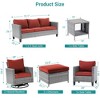 Sonkuki 8-Piece Patio Conversation Set with Swivel Rocking Chair and Side Table, Navy Blue Cushion - 3 of 4