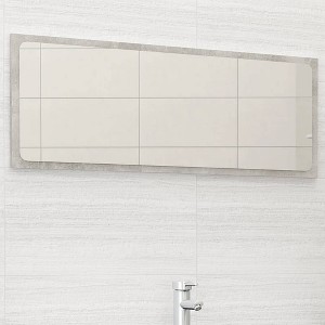 vidaXL Bathroom Mirror Concrete Gray 39.4"x0.6"x14.6" Engineered Wood - 1 of 4