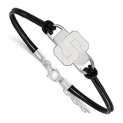 Black Bow Jewelry Sterling Silver Michigan State Spartans NCAA Identification Bracelet 7 Inch