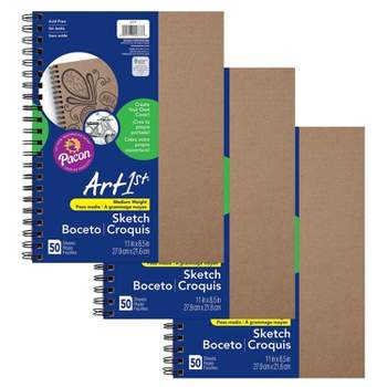 UCreate Create Your Own Cover Sketch Diary, Natural Chip Cover, 11" x 8-1/2", 50 Sheets, Pack of 3