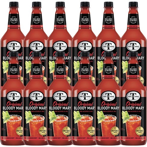 Mr & Mrs T Original Bloody Mary Mix, 1L Bottle, 12 Pack – Premium Cocktail Mixer for Spicy Bloody Marys, Ready to Use - image 1 of 4