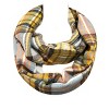 Wrapables Plaid Print Infinity Scarf and Beanie Hat Set, Tan and Orange - 4 of 4