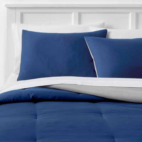 7pc Queen Solid Microfiber Reversible Comforter & Sheets Set Navy/gray - Room  Essentials™ : Target