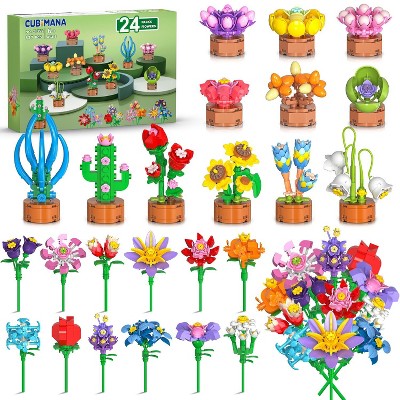 Cubimana 827pcs Flowers Succulents Building Set Party Favor Easter Valentine Gift for Adults and Kids Aged 6+