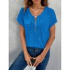 Women's Relaxed Fit Short Sleeve Top - Zip Front Soft Drape Shirt  Casual Pullover for Daily Wear - 3 of 4