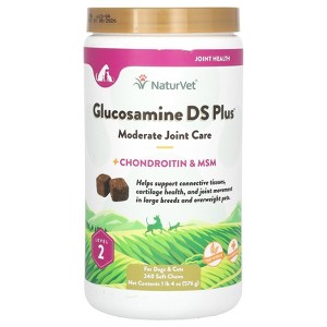 NaturVet Glucosamine DS Plus, Moderate Joint Care Plus Chondroitin & MSM, For Dogs & Cats, Level 2, 240 Soft Chews, 1 lb 4 oz (576 g) - 1 of 4