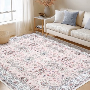 Area Rug for Living Room, Washable Vintage Printed Soft Rugs, Non Slip Low Pile Carpet for Bedroom, Dining Room, Living Room - 1 of 4