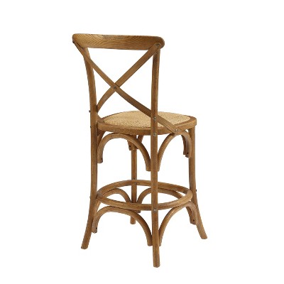 Roxy 42" Gray Wash Wood Counter Stool with Rattan Seat