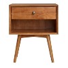 Mid-Century Modern Single-Drawer Solid Wood Nightstand - Caramel - 2 of 4