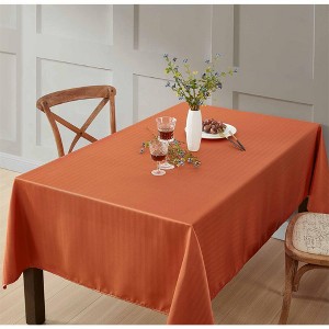 HLC.ME Lincoln Stripe Fabric Tablecloth, Advanced Water, Fade, Stain, and Wrinkle Resistance - 1 of 4