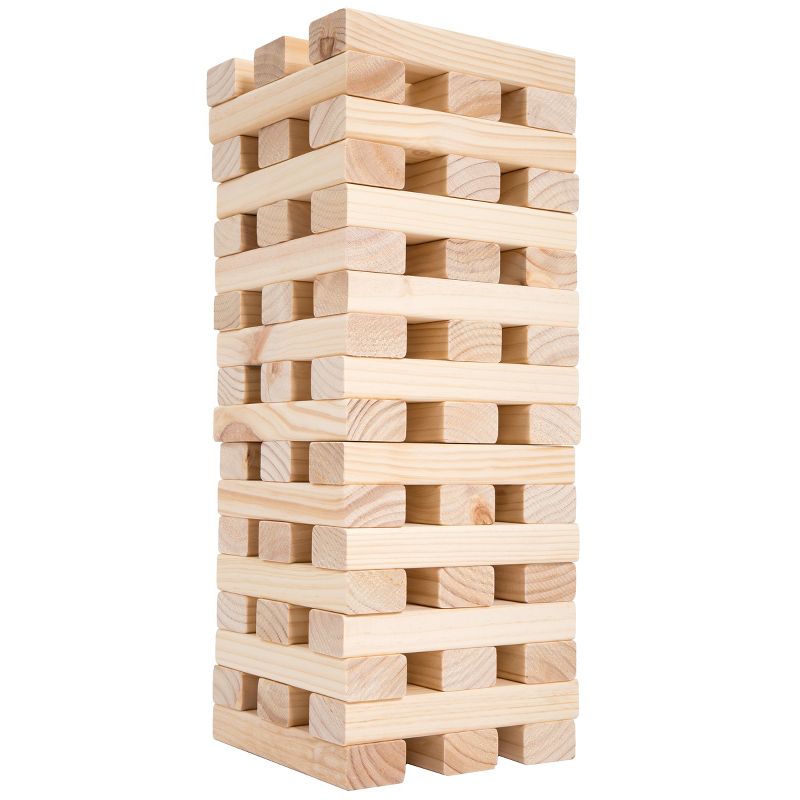 Toy Time Nontraditional 54 Piece Giant Wooden Blocks Outdoor Tower Stacking Game with Carry Case, 2 of 8