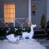 LuxenHome 2-Piece White Reindeer and Sleigh with Silver Bow and Ornaments Outdoor Holiday Decoration with Lights White, Multi, Silver, Brown - 4 of 4