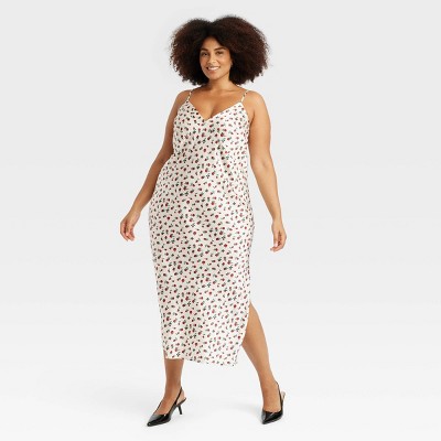 Women's Midi Slip Dress - A New Day™ Rose Floral 1x : Target