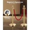 VEVOR Stanchions and Velvet Ropes 4Pcs,Hollow Base with Stainless Steel Post,3 Red Velvet Ropes and Posts,Crowd Control Barriers Gold Stanchions,Gold - 3 of 4