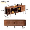 LOVSON 55" Modern TV Console Table with Storage Compartment and Sliding Door - Walnut Gaming Entertainment Center for Living Room, Bedroom, Office - 3 of 4
