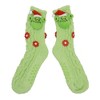 Shrek Plush Santa Shrek Head Women's Green Chenille Crew Socks - 2 of 4