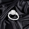 Slickblue 3-Stone Rhodium-Plated Engagement Ring, Round CZ and Pear-Shaped Stones, Silvertone Band, Sizes 5-10 - 3 of 3