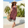 YesFashion Women's Dress Boho Deep V Neck Sleeveless Backless Adjustable Tie dress Floral Print Midi Dress Flowy Beach Dress - 2 of 4