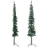 vidaXL 7 ft Slim Artificial Green Christmas Tree with Stand - Half Round Shape, PVC and Steel - Space Saving Wall-Fitted Xmas Tree for Small Space - 3 of 4