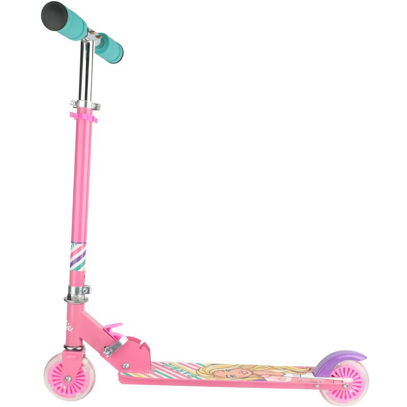 Barbie - 2 Wheel foldable Scooter Light Up Wheels lightweight and sturdy for Kids, 5 of 6