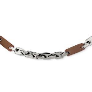 Black Bow Jewelry Mens Stainless Steel & Cognac Plated Shackle Chain Necklace, 24 Inch - 1 of 4