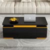 3-in-1 High Gloss Convertible Dining Coffee Table with Hidden Storage,Extendable Center Table with Stools for Modern Living Spaces-The Pop Home - 3 of 4