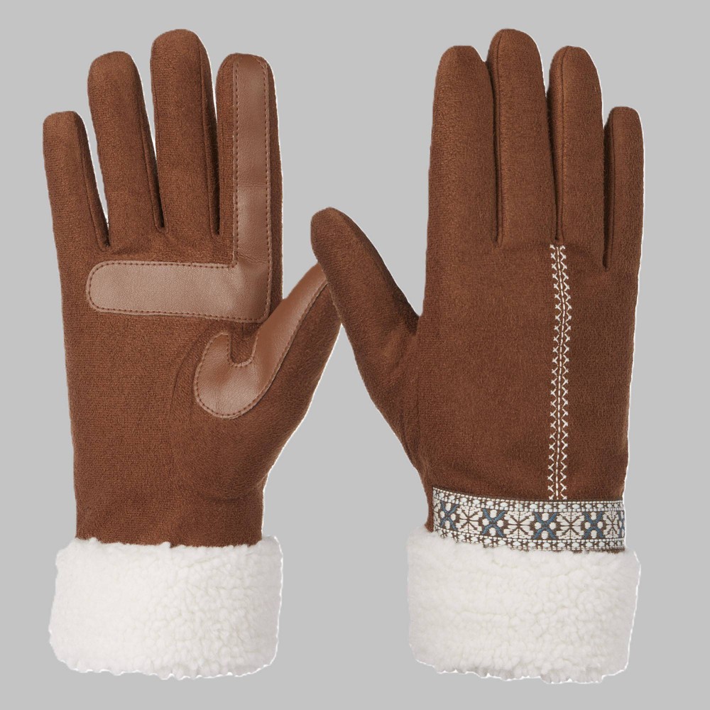 Isotoner Microsuede Gloves - Brown L/XL