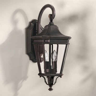 Grecian Bronze 2-Light Outdoor Wall Sconce with Clear Beveled Glass