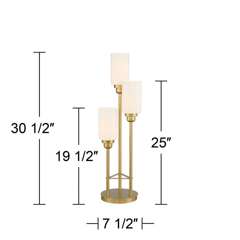 360 Lighting Malone Modern Tree Table Lamp 30 1/2" Tall Brass Metal 3 Light White Glass Shades for Bedroom Living Room Bedside Nightstand Office Kids, 4 of 9