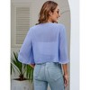 Womens Mesh Cardigan Open Front Batswing Sleeve Shrugs Lightweight Semi-Sheer Floral Cardigan,Blue - S - 3 of 4