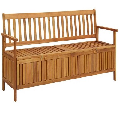 Patio Storage Bench 66.9" Solid Acacia Wood