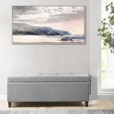 Moody Coast Hand Embellished Landscape Canvas with Silver Frame