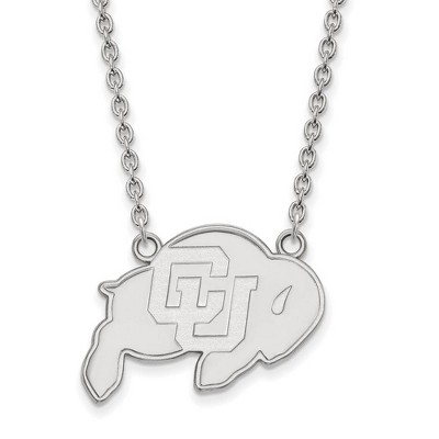 Black Bow Jewelry 10k White Gold Colorado Buffalos NCAA Necklace 18 Inch