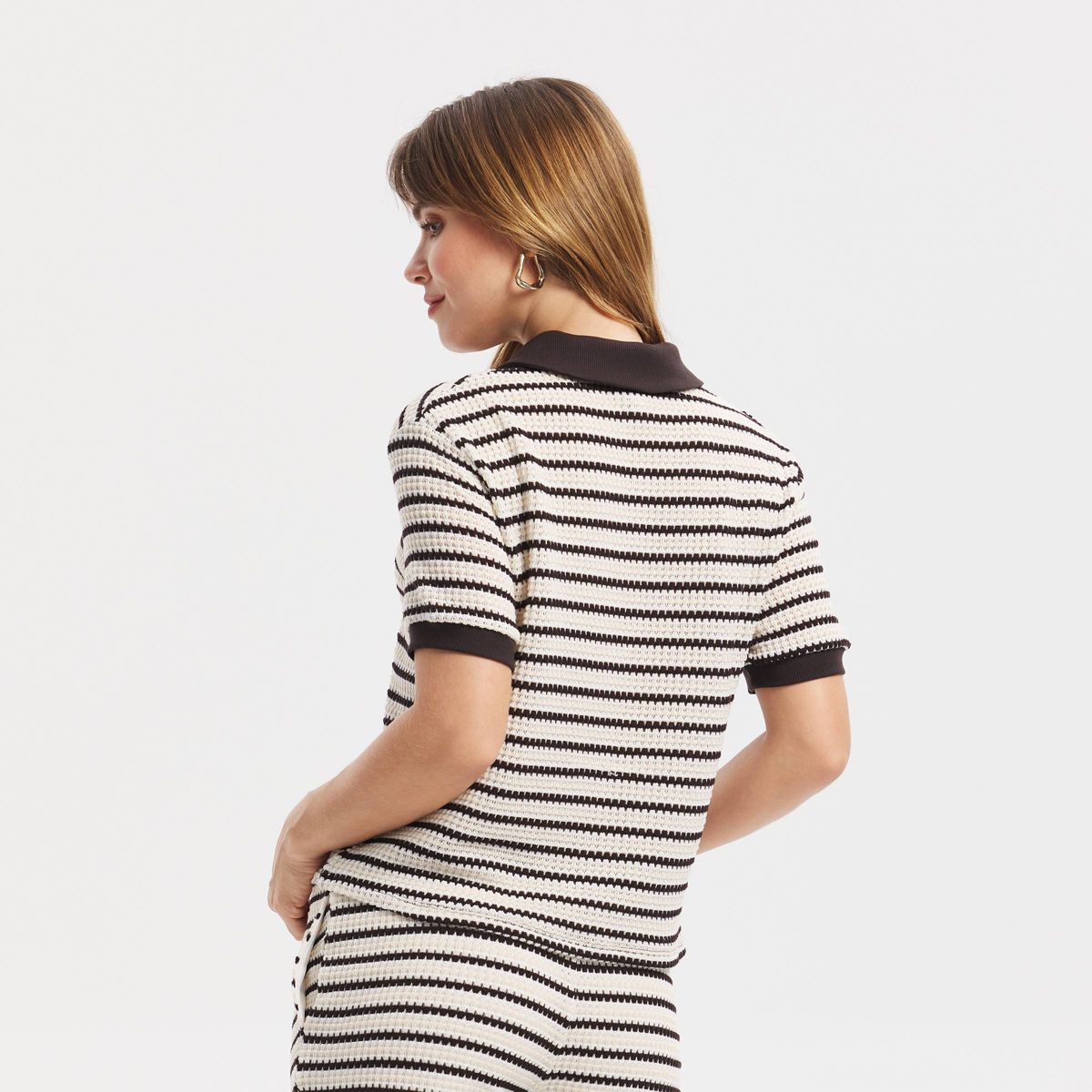 Women's Short Sleeve Knit Polo Collar Top - A New Day™ - thumbnail 2