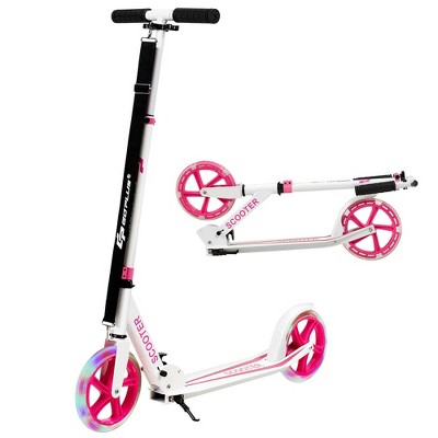 Costway Folding Sports Kick Scooter w/LED Wheels for Kids Teens Pink\ Blue