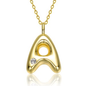 Kids' 14K gold plated necklace with white swarovski crystal initial pendant in bubble letter design - 1 of 3