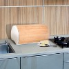 Oggi Stainless Steel Hinged Top Bread Box for Kitchen Countertop with Bamboo Lid, Warm Gray - 4 of 4