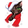 Junior's Design By Humans Christmas cat By POLINART T-Shirt - 2 of 3
